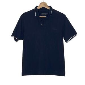 Z ZEGNA EMBROIDERED ACCENT MEN'S‎ BLACK POLO SHIRT SIZE XS